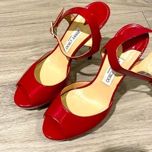 Jimmy Choo Platform Red Strap Heels